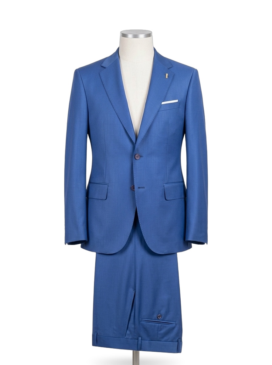 Tailored French Blue Two-Piece Wool Suit
